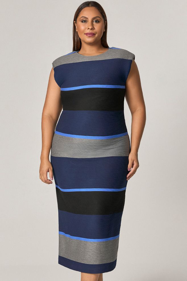 Vestido Midi Malha Listrada - MySize Mirror