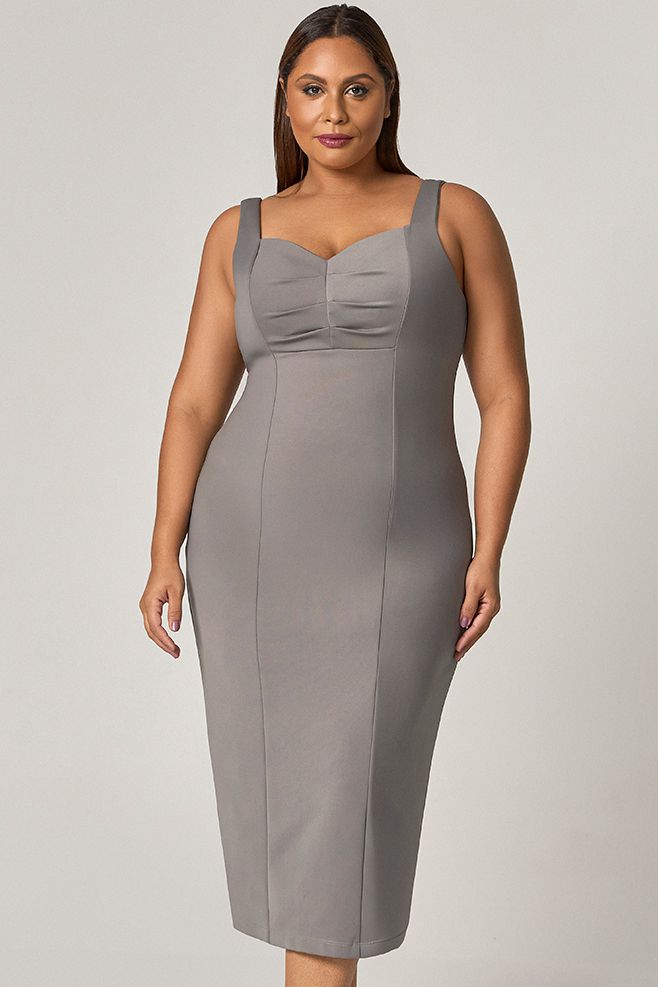 Vestido Midi Malha Detalhe Busto - MySize Mirror 