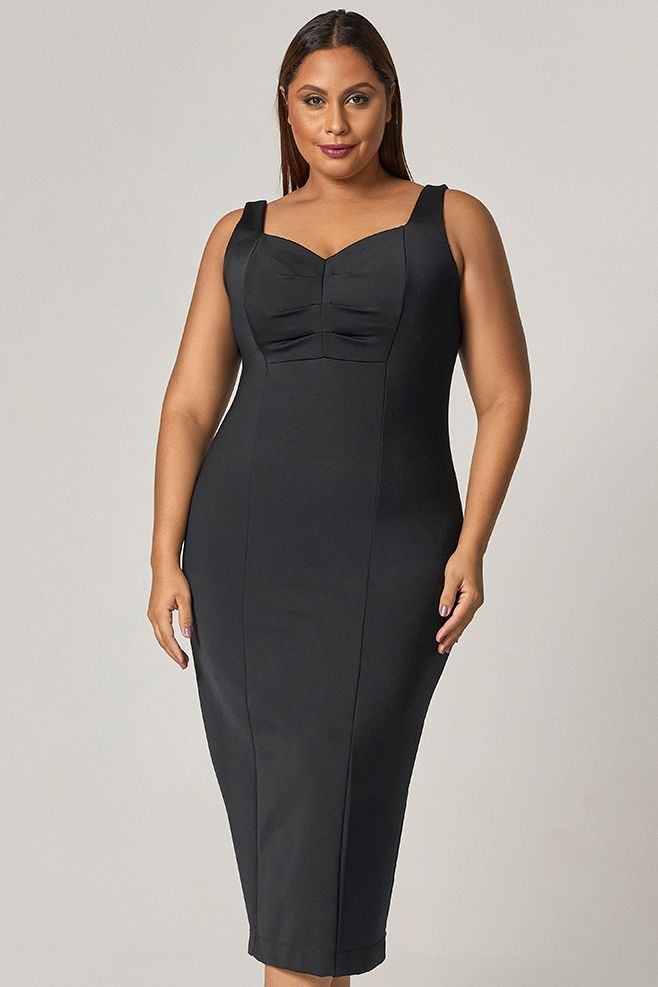 Vestido Midi Malha Detalhe Busto - MySize Mirror