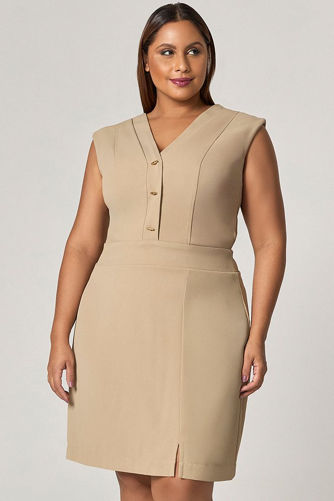 Vestido Curto Detalhe Botão Pino - MySize Mirror 