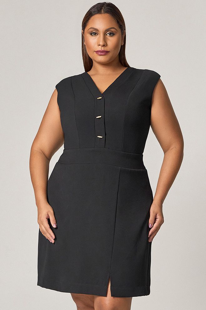 Vestido Curto Detalhe Botão Pino - MySize Mirror