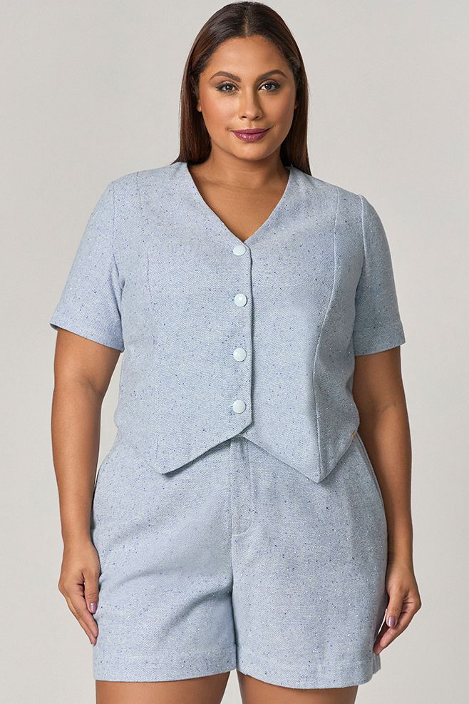 Conjunto Short e Blusa Detalhe Textura com Botão - MySize Mirror