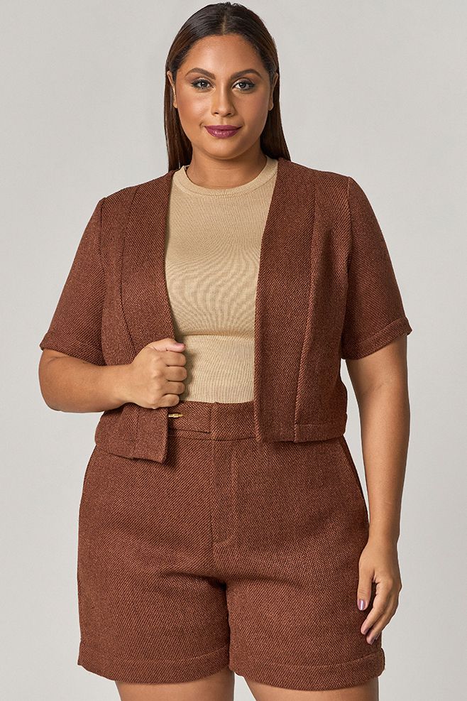Conjunto Short e Blusa com Detalhe Botão Pino - MySize Mirror 