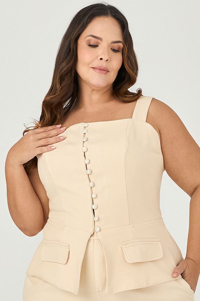 Blusa com Detalhe Peplum Alongado - MySize - Sentir 