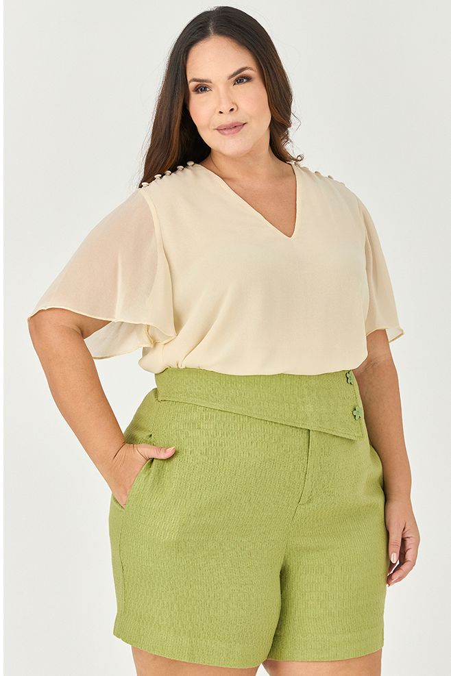 Short com Detalhe Cós Ponta - MySize - Sentir