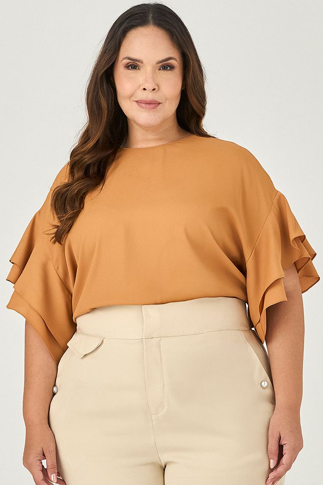 Blusa Manga com Babado - MySize - Sentir