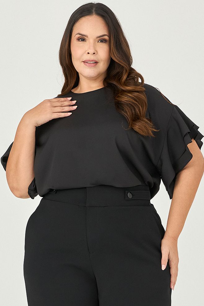 Blusa Manga com Babado - MySize - Sentir 