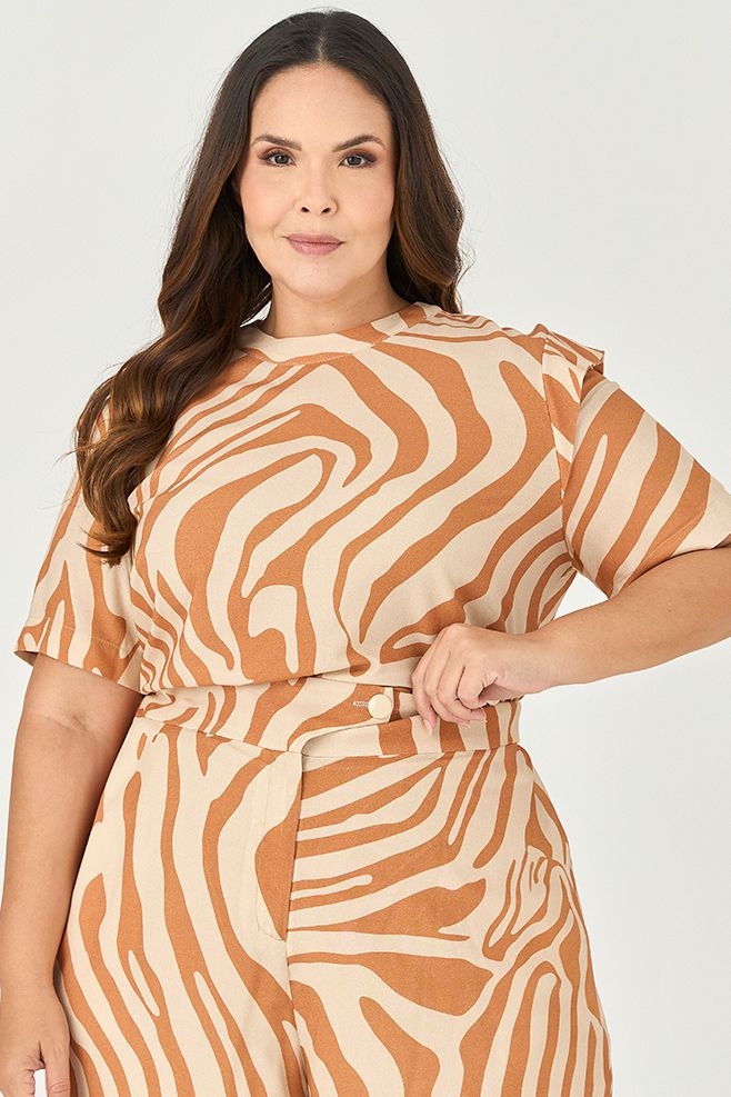 Blusa Estampada Detalhe Manga - MySize - Sentir