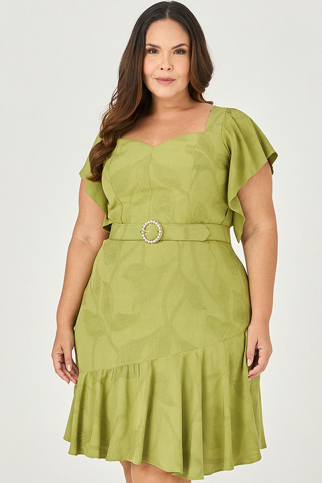 Vestido Curto com Cinto Coberto - MySize - Sentir 