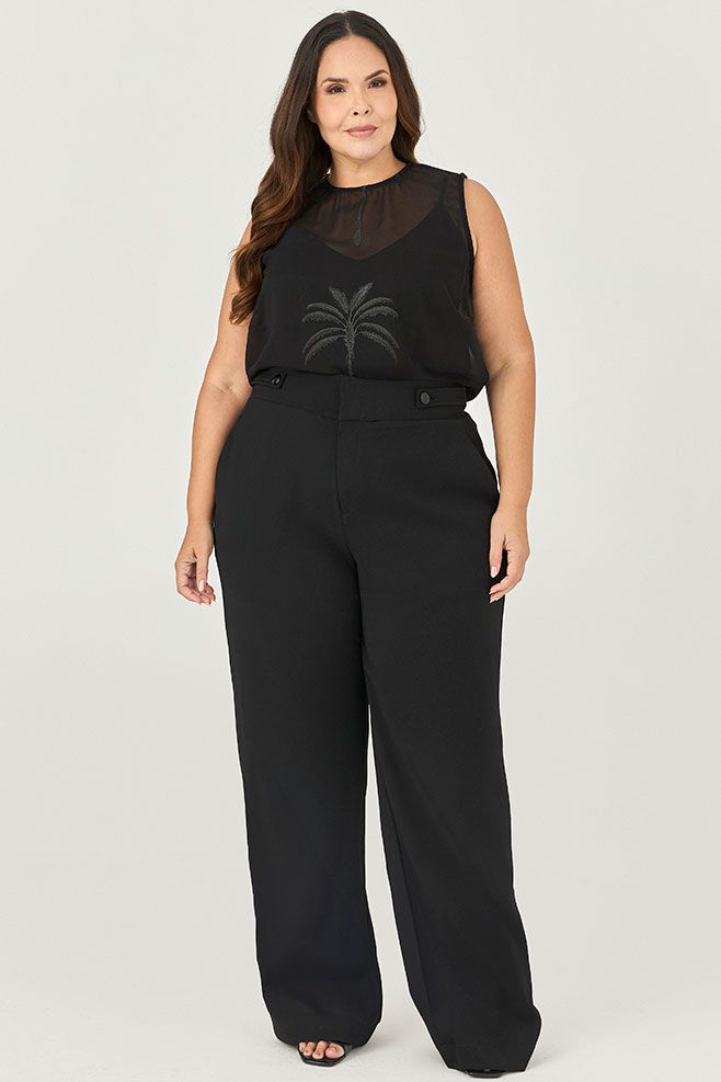 Calça Pantalona com Detalhe Botões - MySize - Sentir
