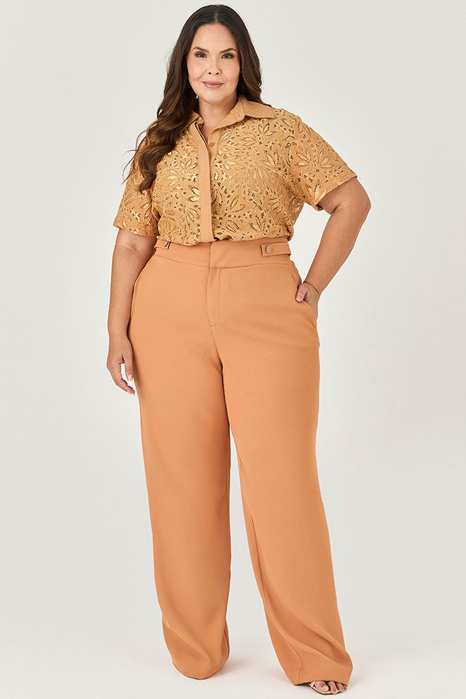 Calça Pantalona com Detalhe Botões - MySize - Sentir 
