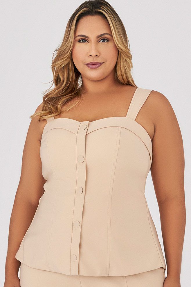 Blusa Corset com Detalhe Botões - MySize - Trópicos