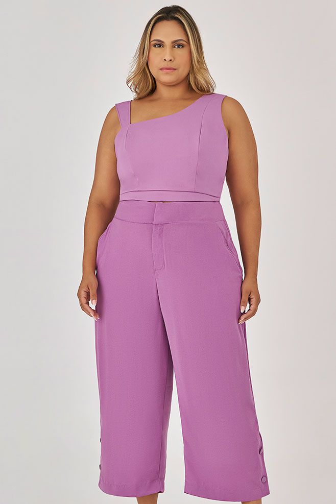 Calça Pantacourt com Detalhe Botão - MySize - Trópicos