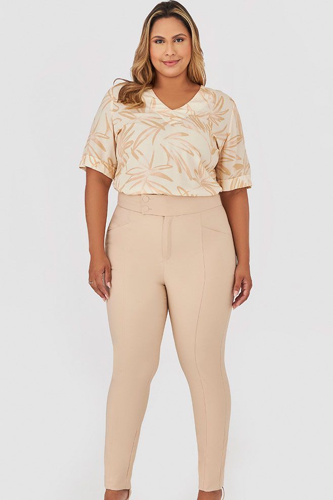 Calça Alfaiataria com Botão - MySize - Trópicos