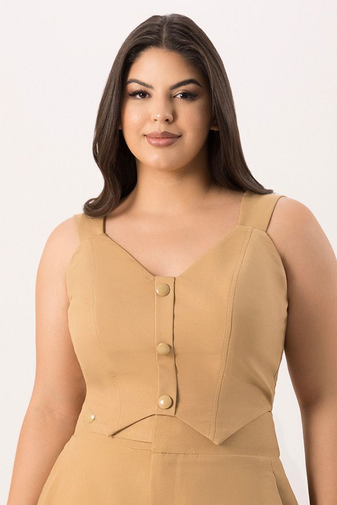 Blusa Cropped com Detalhe Botão - Urban Flowers