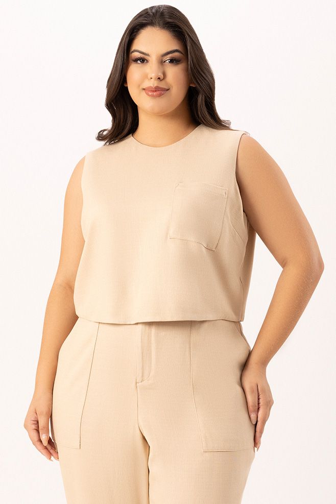 Blusa MySize Cropped com Bolso - Urban Flowers