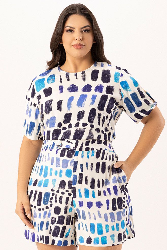 Blusa Estampada com Detalhe de Manga - Urban Flowers