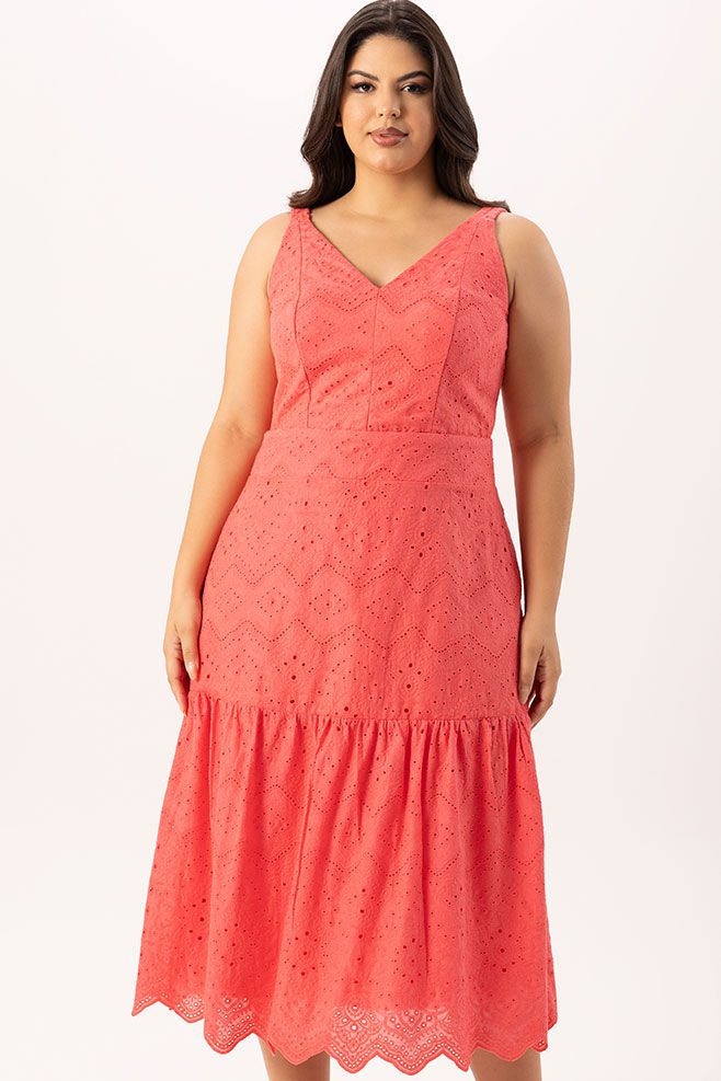 Vestido Midi de Laise com Recortes - Urban Flowers