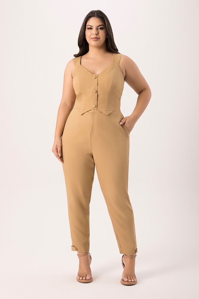 Calça Carrot MySize com Detalhe Botão - Urban Flowers