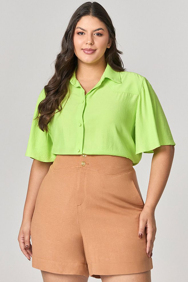 Short com Detalhe Cós Ponta com Botão Sol MySize - Verano