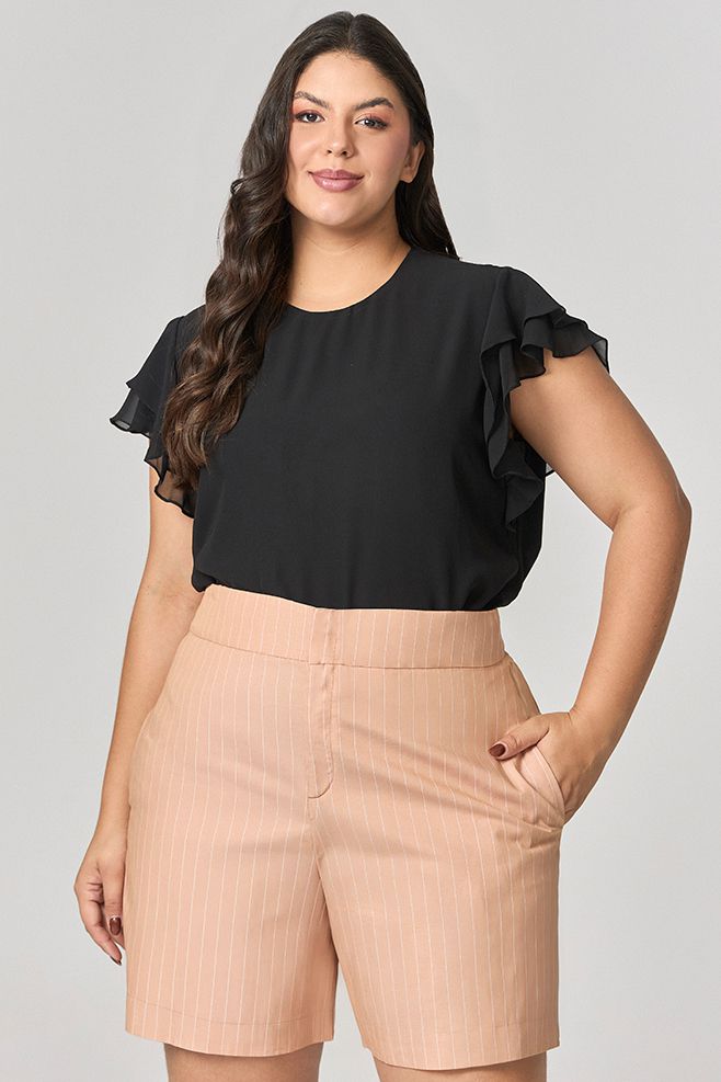 Short Alfaiataria com Detalhe Listras MySize - Verano 