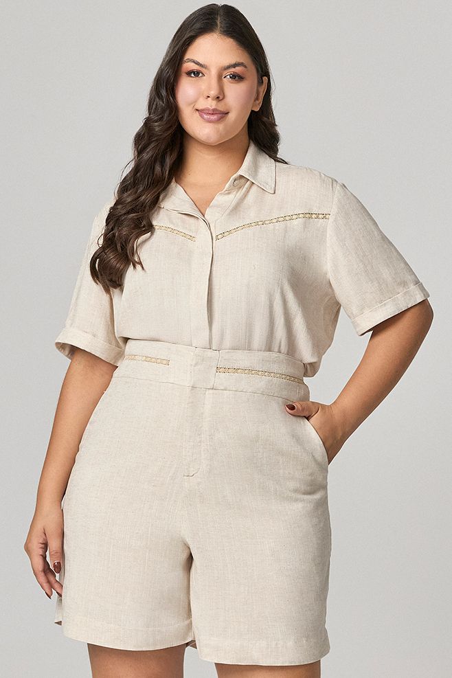 Short com Detalhe Guipir no Cós MySize - Verano 