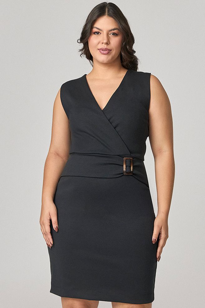 Vestido Curto Detalhe Fivela Coberta MySize - Verano