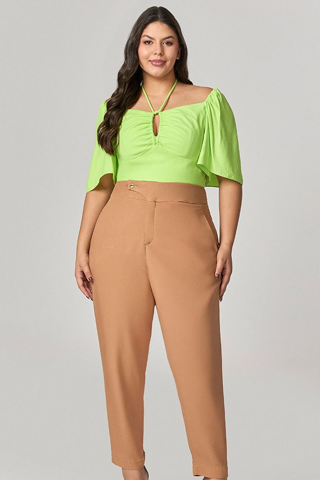 Calça Alfaiataria com Detalhe Botão Sol MySize - Verano