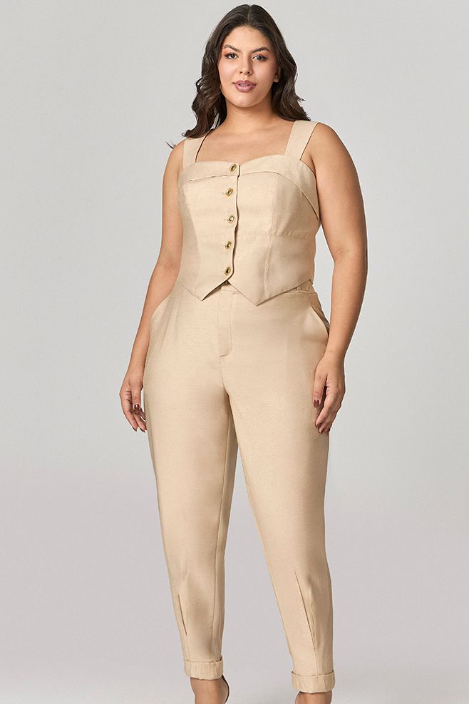 Calça Alfaiataria Detalhe Fivela Sol MySize - Verano