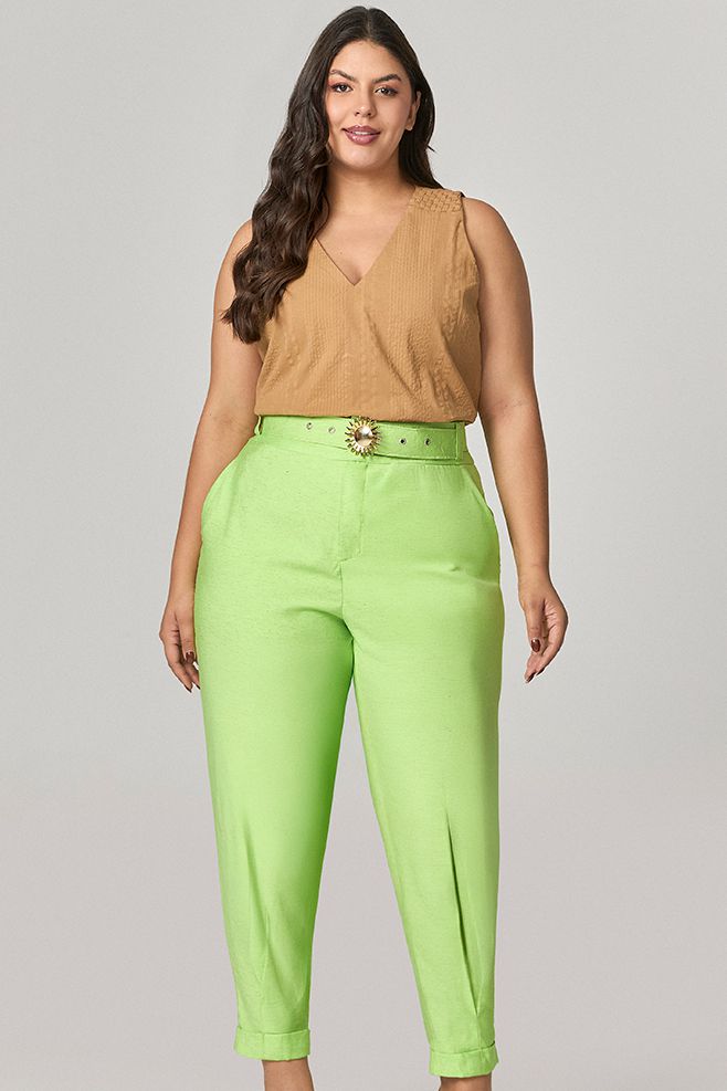 Calça Alfaiataria Detalhe Fivela Sol MySize - Verano 