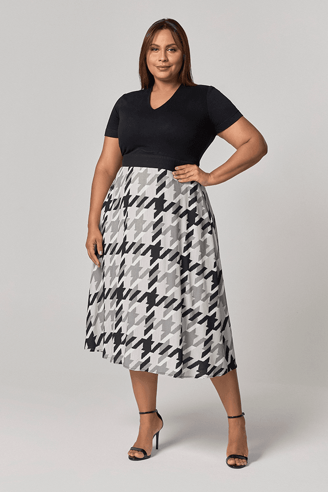 Vestido Midi Estampado Evasê MySize - Image Winter 25