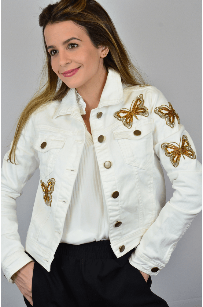 Jaqueta Jeans Off White Modelo Roma - BIAAGUILA