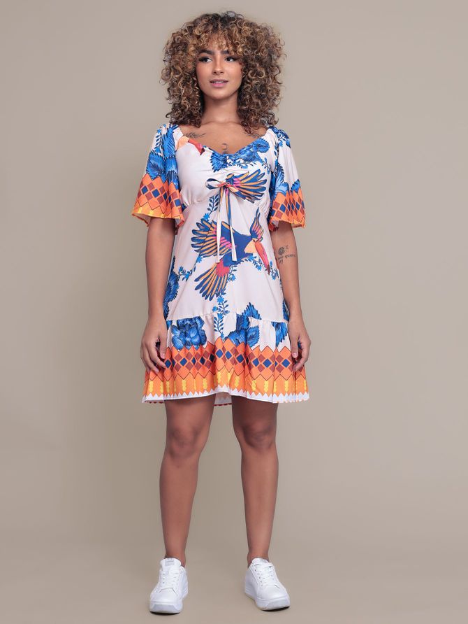 Vestido Patricia Curto Floral Soltinho Azul - MeiMi Amores 