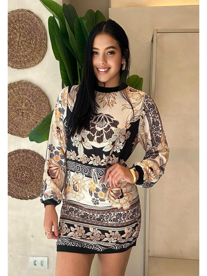 Vestido Eloise Curto Manga Longa - MeiMi Amores 