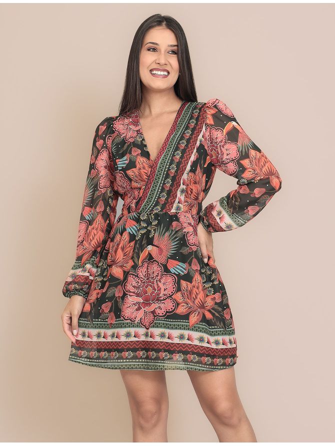 Vestido Curto Tule Manga Longa - MeiMi Amores 
