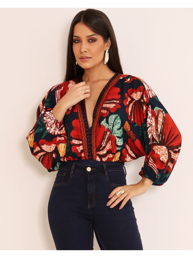 Body Selena Vermelho Estampado Exclusivo Me... - MeiMi Amores 