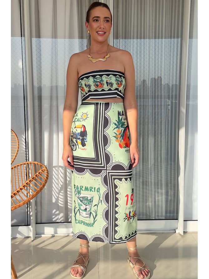 Conjunto Ipanema Saia Midi + Top Verde - MeiMi Amores 