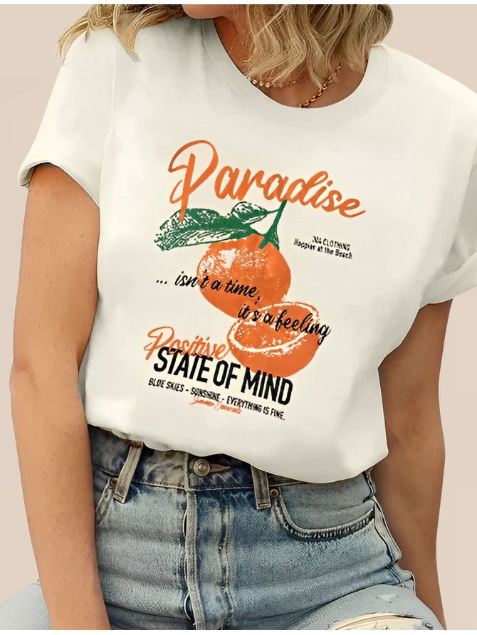 Tshirt Paradise Estampada Laranja - MeiMi Amores 