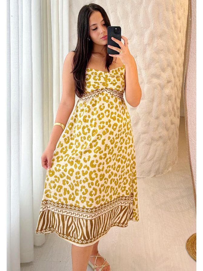 Vestido Midi Luana Estampa Animal Print - A... - MeiMi Amores 