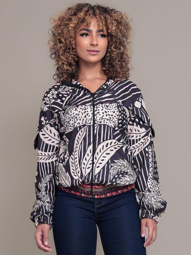 Jaqueta Bomber Folhas Sofia - MeiMi Amores 