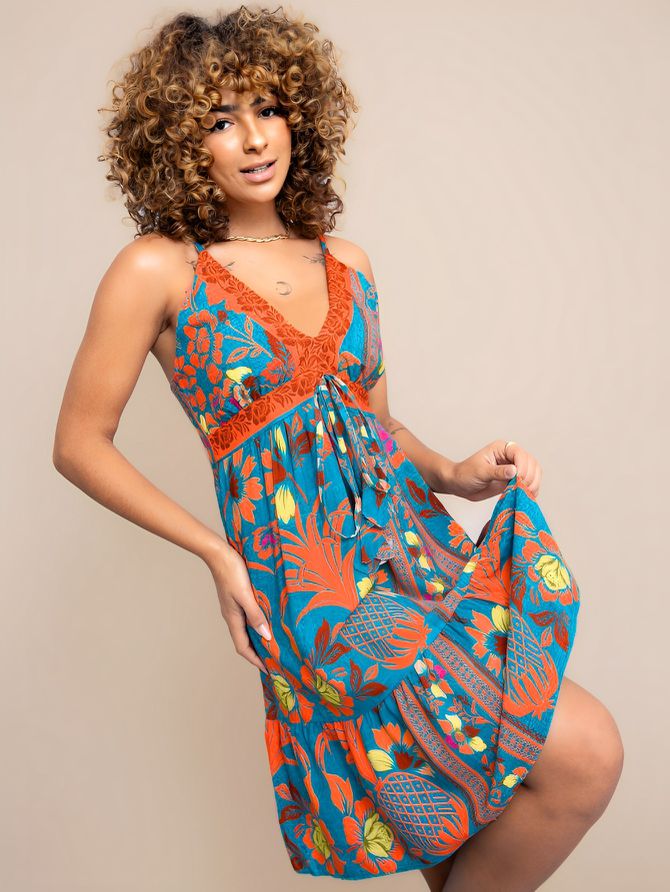 Vestido Flora Curto Estampado - MeiMi Amores 