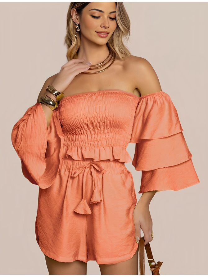 Conjunto Feminino Cropped Manga Ciganinha S... - MeiMi Amores 