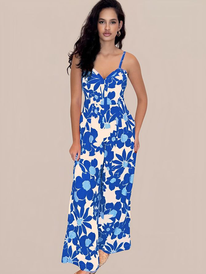 Macacão Feminino Longo Pantalona - Azul - MeiMi Amores 