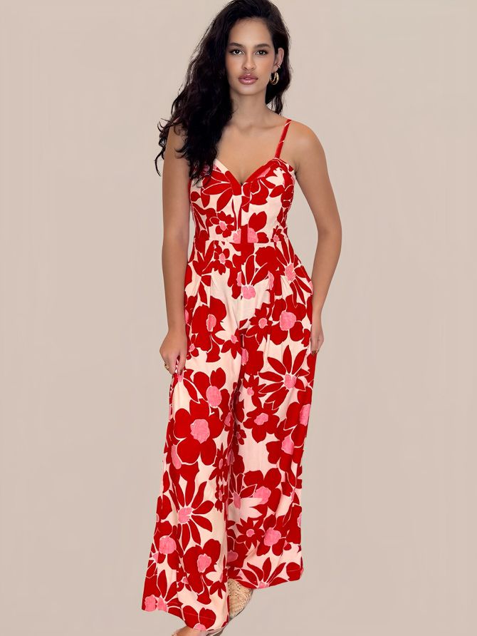 Macacão Amora Longo Pantalona- Vermelho - MeiMi Amores 