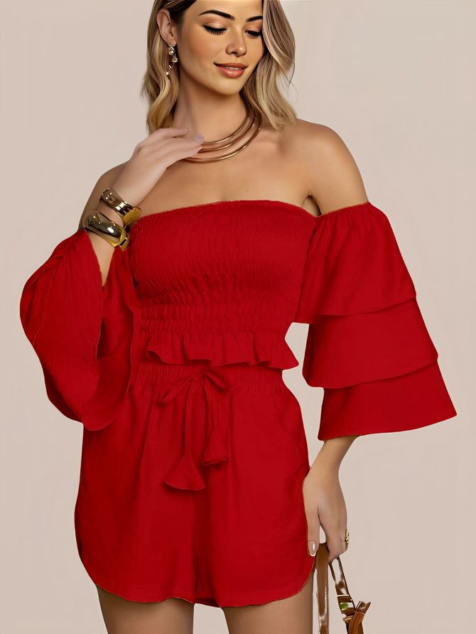 Conjunto Feminino Cropped Manga Ciganinha S... - MeiMi Amores 