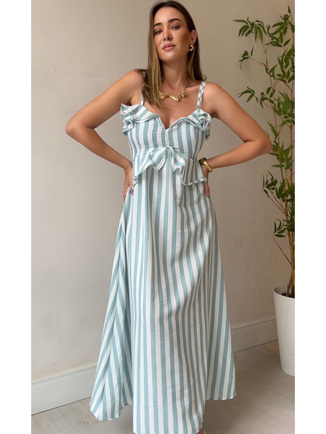 Vestido Longo Mariela - Verde Água - MeiMi Amores 
