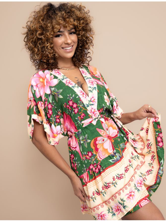 Vestido Curto Amarração Decote V - MeiMi Amores 