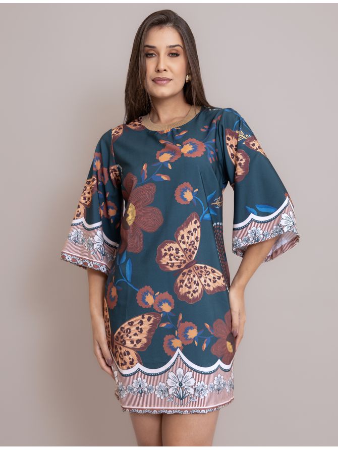 Vestido Borboletas Curto Manga Curta - MeiMi Amores 
