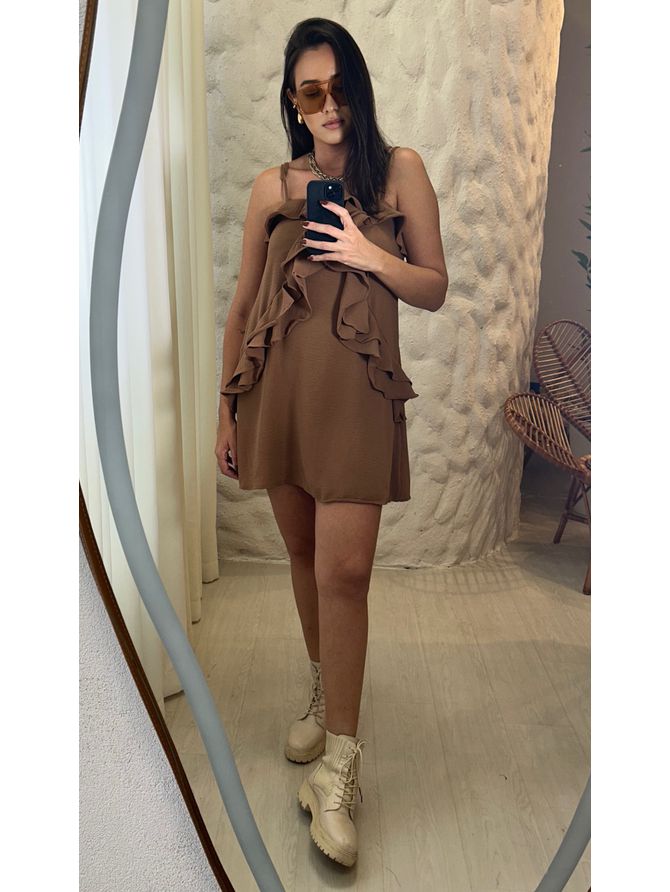 Vestido Curto Vivi Franja Alcinha Fina - Ca... - MeiMi Amores 