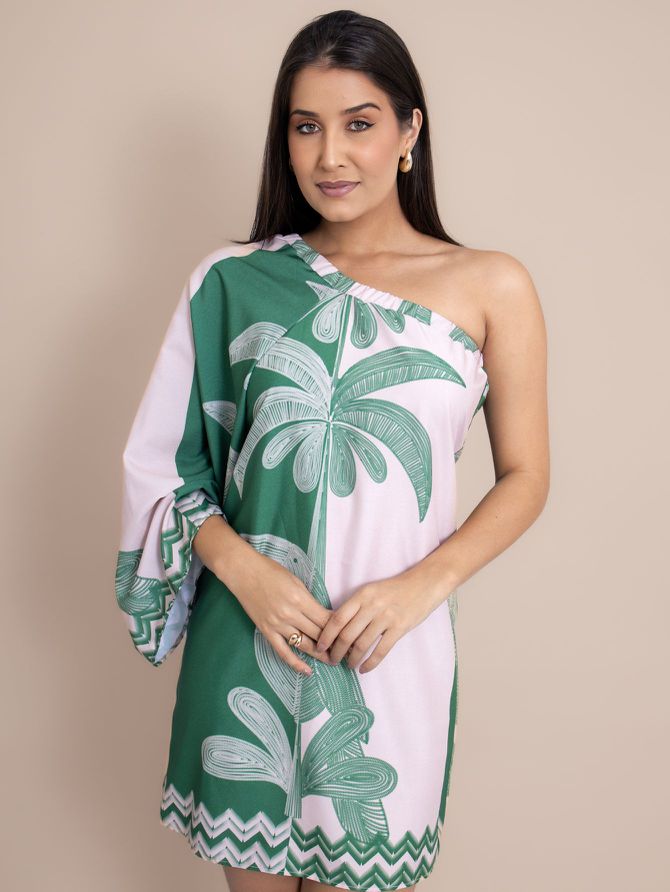 Vestido Feminino Curto Manga Nula- Verde - MeiMi Amores 